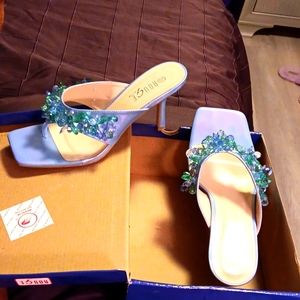 Sexy Slip On Blue Sandal with 💎